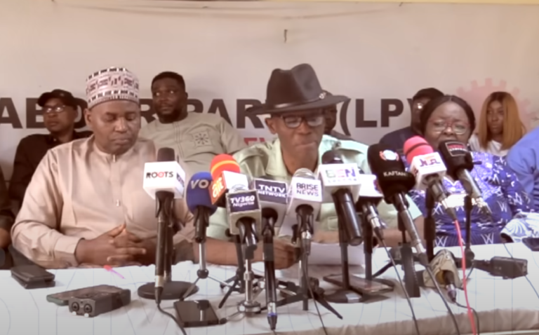 Barrister Julius Abure takes over the leadership of the Labour Party as the National Chairman, during a world press conference.