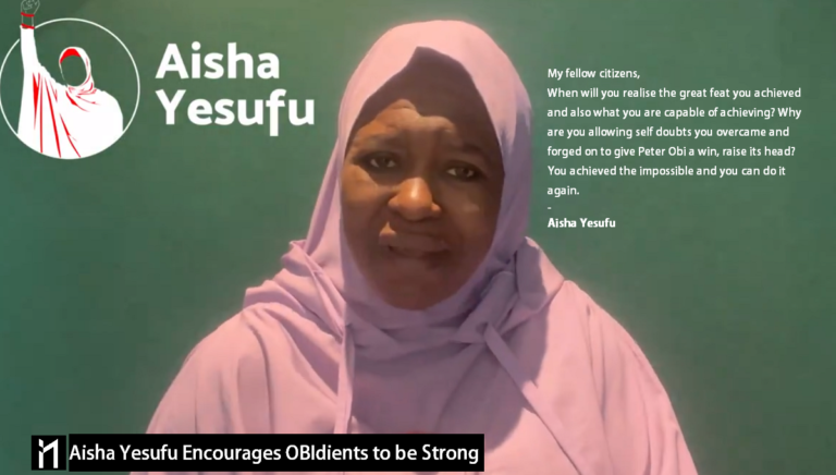 Aisha Yesufu, a strong supporter of Peter Obi becoming the President, shared a video encouraging all other supporters not to be discouraged.