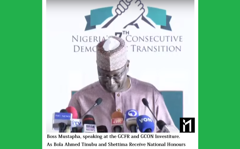 Boss Mustapha (CFR), the Secretary to The Government of the Federation, during the welcome address at the GCFR and GCON Investiture...