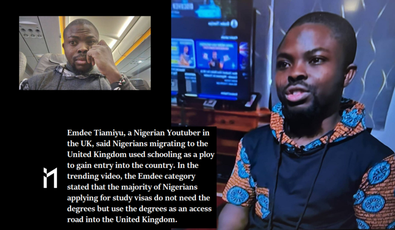 Emdee Tiamiyu, a Nigerian in the UK, said Nigerians migrating to the United Kingdom used schooling as a ploy to gain entry into the country.