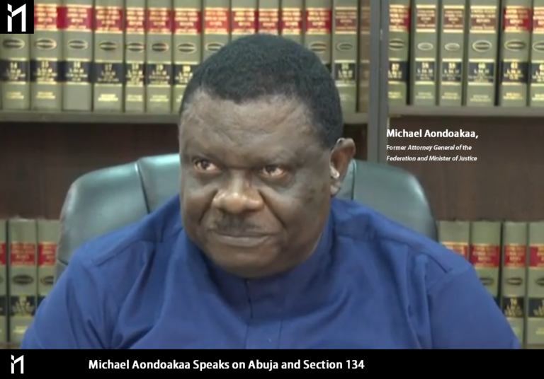 Michael Aondoakaa, former Attorney General of the Federal and Minister of Justice, speaks Presidential Poll: Abuja and Section 134.