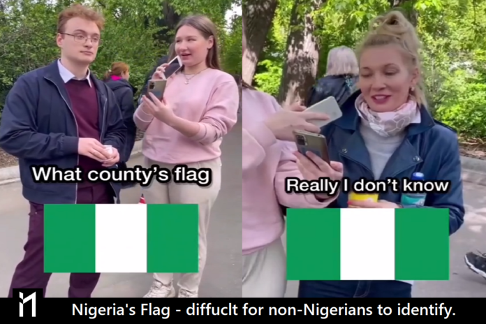 Nigeria's flag identification seems to be very difficult for lots of non-Nigerian to identify. There is a video showing this reality.
