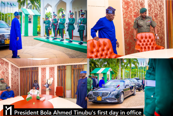 President Bola Ahmed Tinubu's first day in the office as the President of the Federal Republic of Nigeria - Photos Speaks.