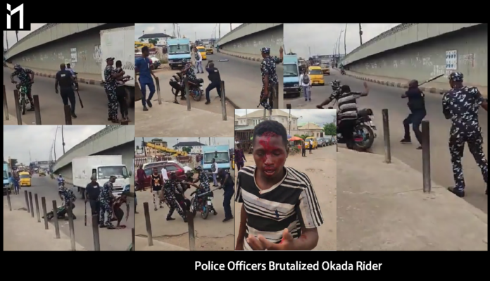 Police Brutality was seen in a video where some armed police officers harassed and assaulted a Motorcyclist (Okada Rider).