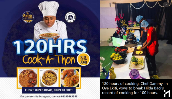 120 hours of cooking: Chef Dammy, in Oye Ekiti, vows to break Hilda Baci's record of cooking for 100 hours.