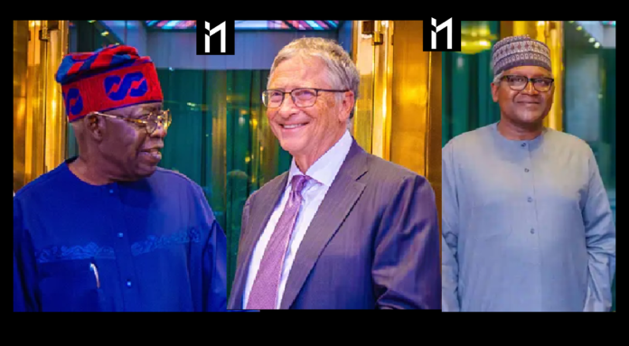 Aliko Dangote and Bill Gates Meet President Bola Tinubu to congratulate him and show their commitment to the development of Nigeria.