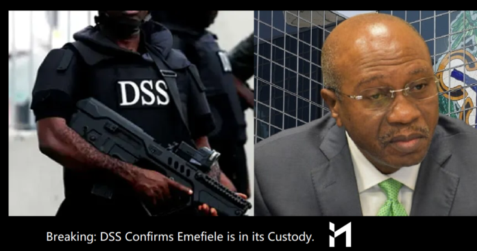 Breaking: DSS confirms that the suspended CBN Governor, Godwin Emefiele is in its custody.