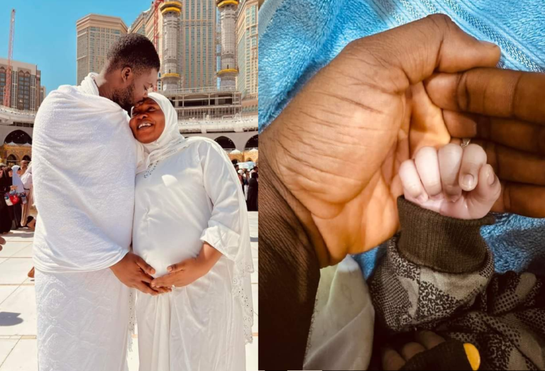 Cute Abiola and his wife welcome a baby boy in Mecca. The Skit maker and online comedian announced the arrival of their first child.