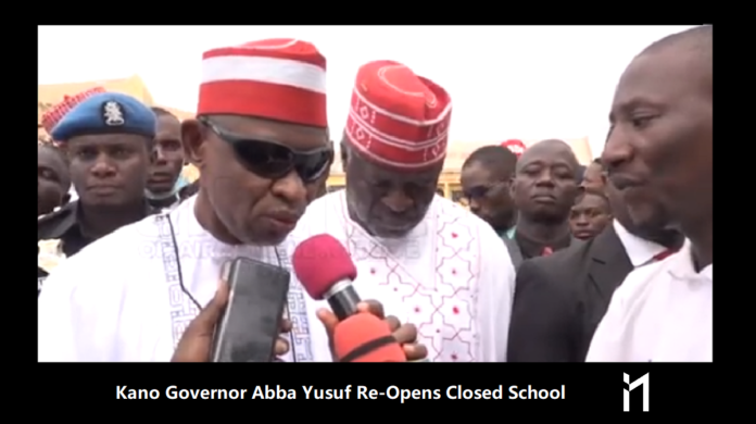 Kano Governor Abba Yusuf while on tour re-opened Jambaki Government Girls Secondary School, which was shut down long ago.