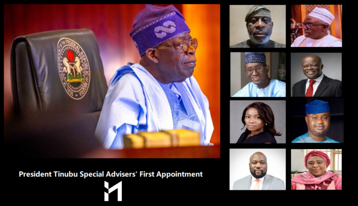 President Tinubu Special Advisers' First Appointment after the Senate approved 20 Special Advisers on June 6, 2023.