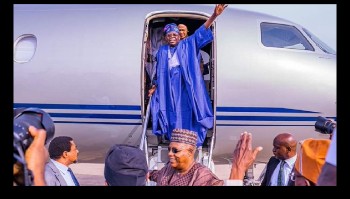 President Bola Tinubu returns from Paris and London for Official and private trips, respectively, to Lagos at past 5.00 pm today...