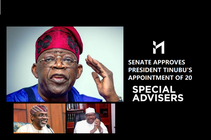 The Senate has just approved the request of President Bola Tinubu to appoint 20 Special Advisers after reading the letter from President.