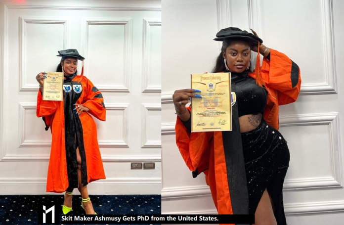 Skit Maker Ashmusy, a Nigerian, gets Honorary Doctorate Degree in Real Estate Management from the United States.